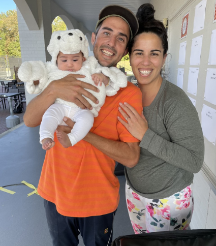 Parents with child in costume